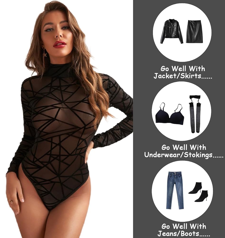 トップス josemoon SHEER BODY SUITS トップス josemoon SHEER BODY SUITS SHEER BODY SUITS(F BLACK